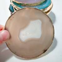 High quality marble gold coaster agate white slices drinking cup white agate coasters