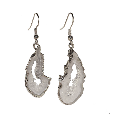 PLATED GEODE SLICE EARRING FOR WHOLESALE