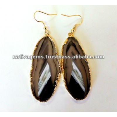 AGATE SLICE EARRING PLATED