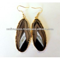 AGATE SLICE EARRING PLATED