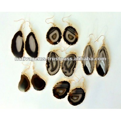 DANGLE AGATE SLICE EARRING