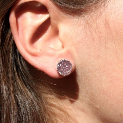 ROUND COLORED DRUZY EARRINGS