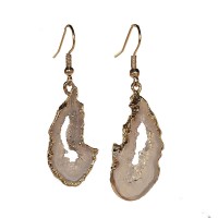 AGATE GEODE SLICE EARRING